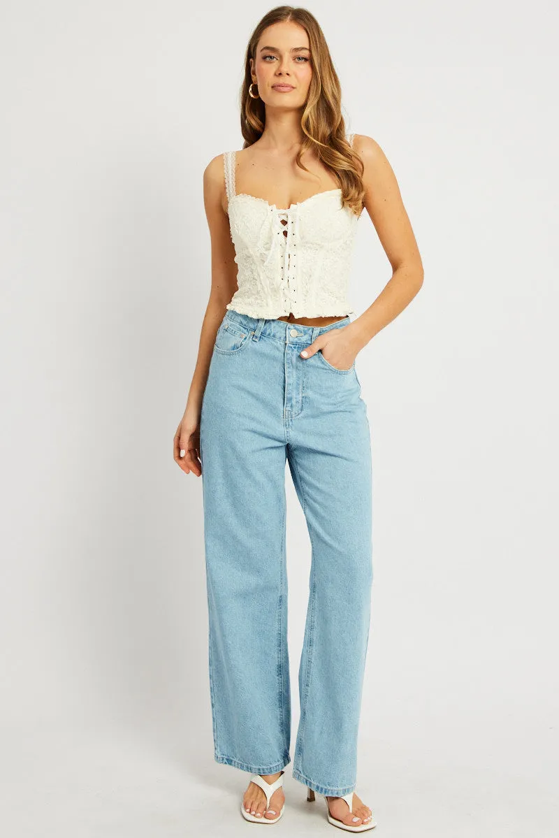 White Trimmed Top Sleeveless Lace sold by Ally Fashion product image thumbnail 2