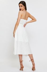 White Twist Front Bardot Midi Dress sold by Ally Fashion