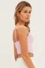 Pink Corset Singlet Sleeveless Sweetheart Neck sold by Ally Fashion