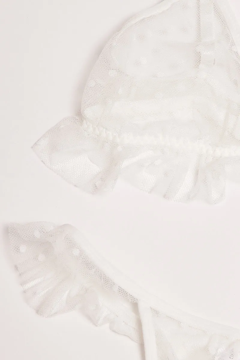 White Ruffles Mesh Lingerie Set sold by Ally Fashion product image thumbnail 2
