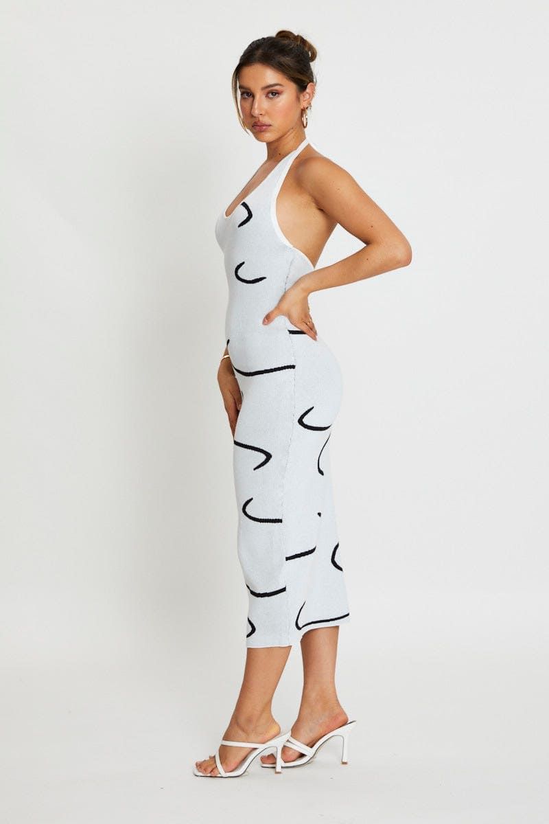 White Bodycon Dress Midi Halter Neck sold by Ally Fashion product image thumbnail 3