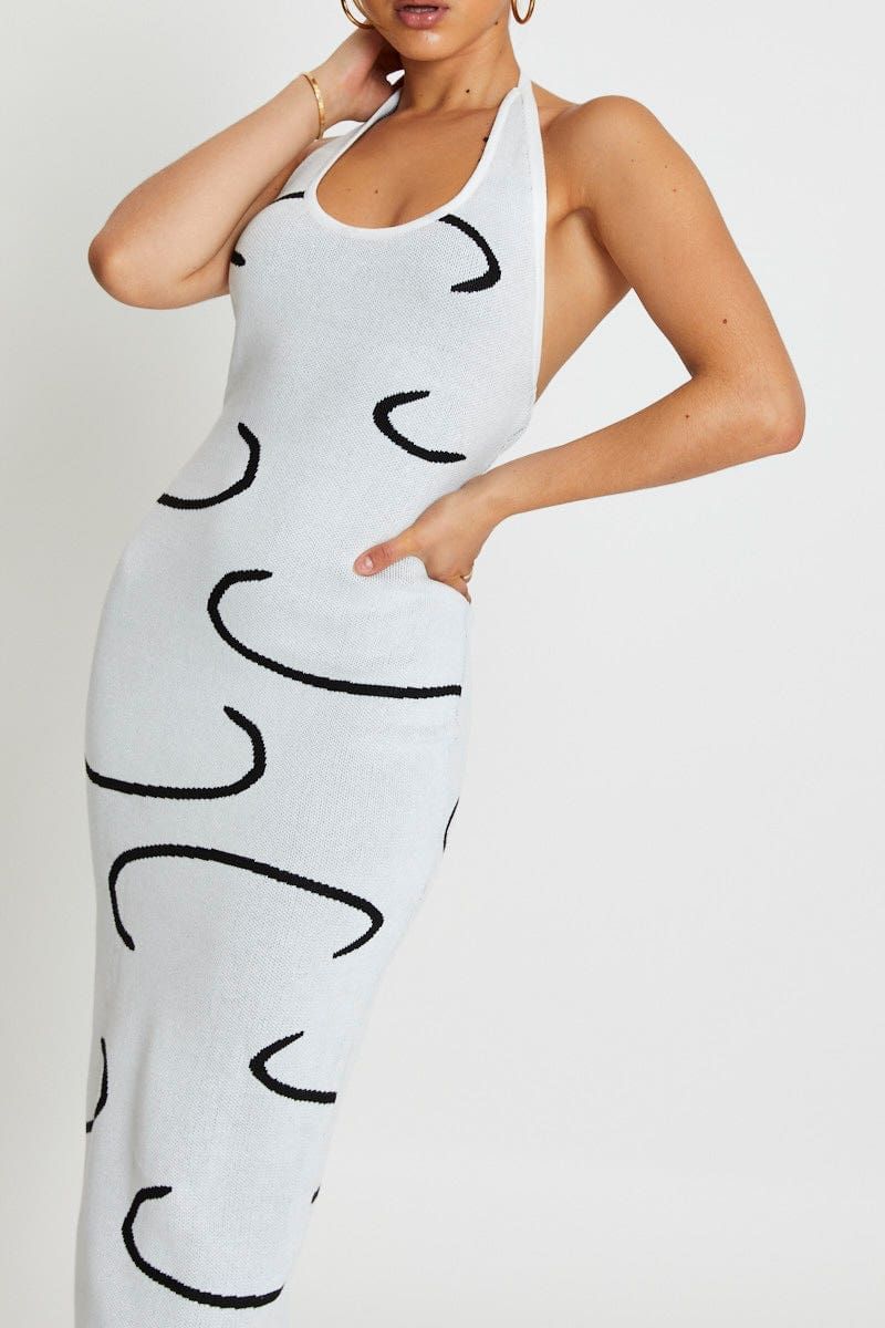 White Bodycon Dress Midi Halter Neck sold by Ally Fashion product image thumbnail 5