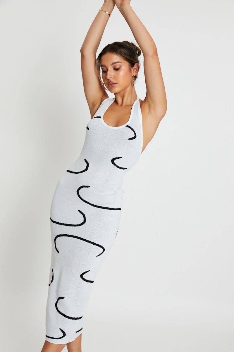 White Bodycon Dress Midi Halter Neck sold by Ally Fashion product image thumbnail 2