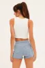 Blue Denim Shorts High Rise Skinny sold by Ally Fashion