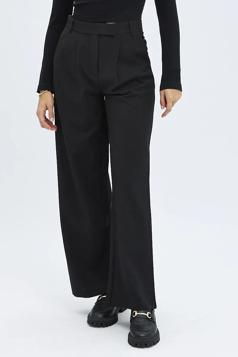 Black Wide Leg Pants Mid Rise sold by Ally Fashion product image thumbnail 2