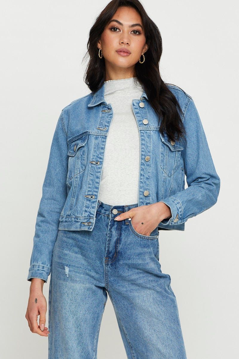 Blue Demin Jacket Long Sleeve sold by Ally Fashion