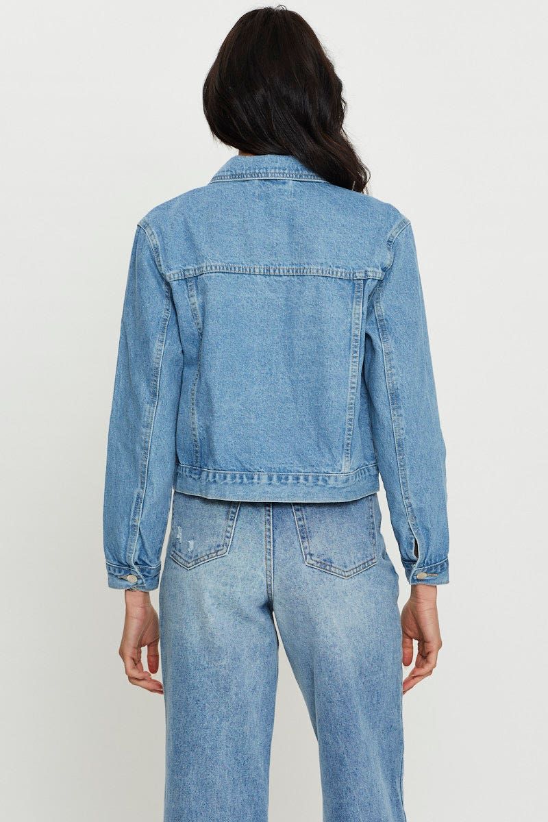 Blue Demin Jacket Long Sleeve sold by Ally Fashion product image thumbnail 4