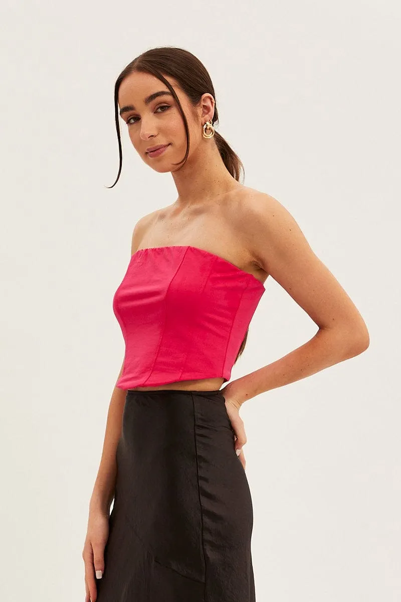 Pink Corset Bandeau Crop Top sold by Ally Fashion product image thumbnail 4