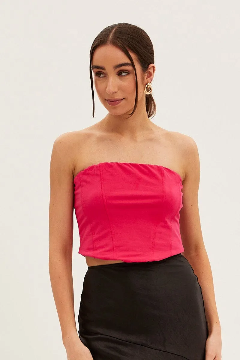 Pink Corset Bandeau Crop Top sold by Ally Fashion product image thumbnail 3