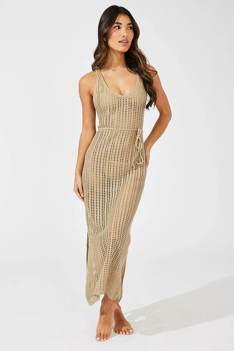 Beige Crochet Beach Maxi Dress sold by Ally Fashion product image thumbnail 3