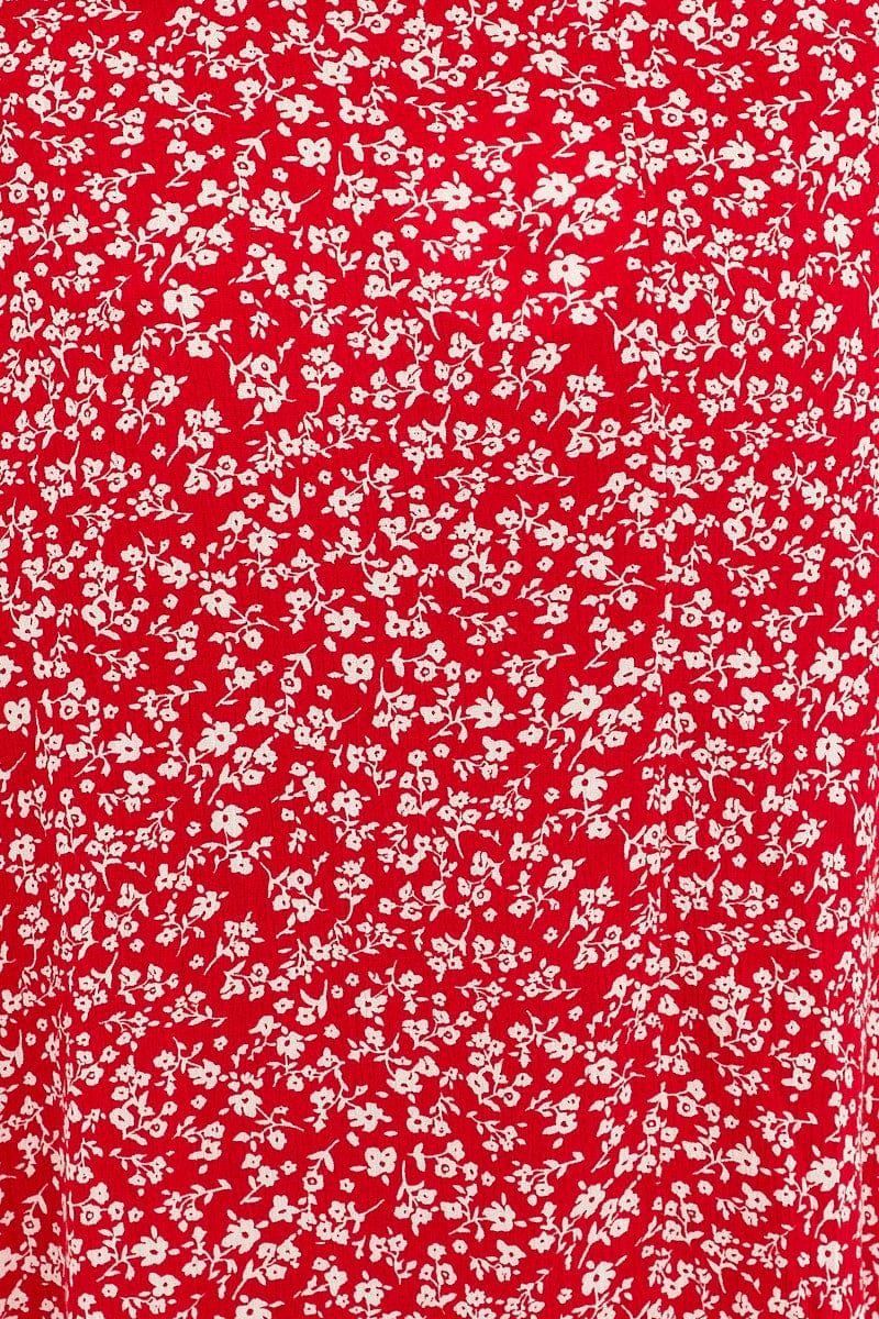 Red Floral Wrap Skirt Maxi High Rise sold by Ally Fashion product image thumbnail 6