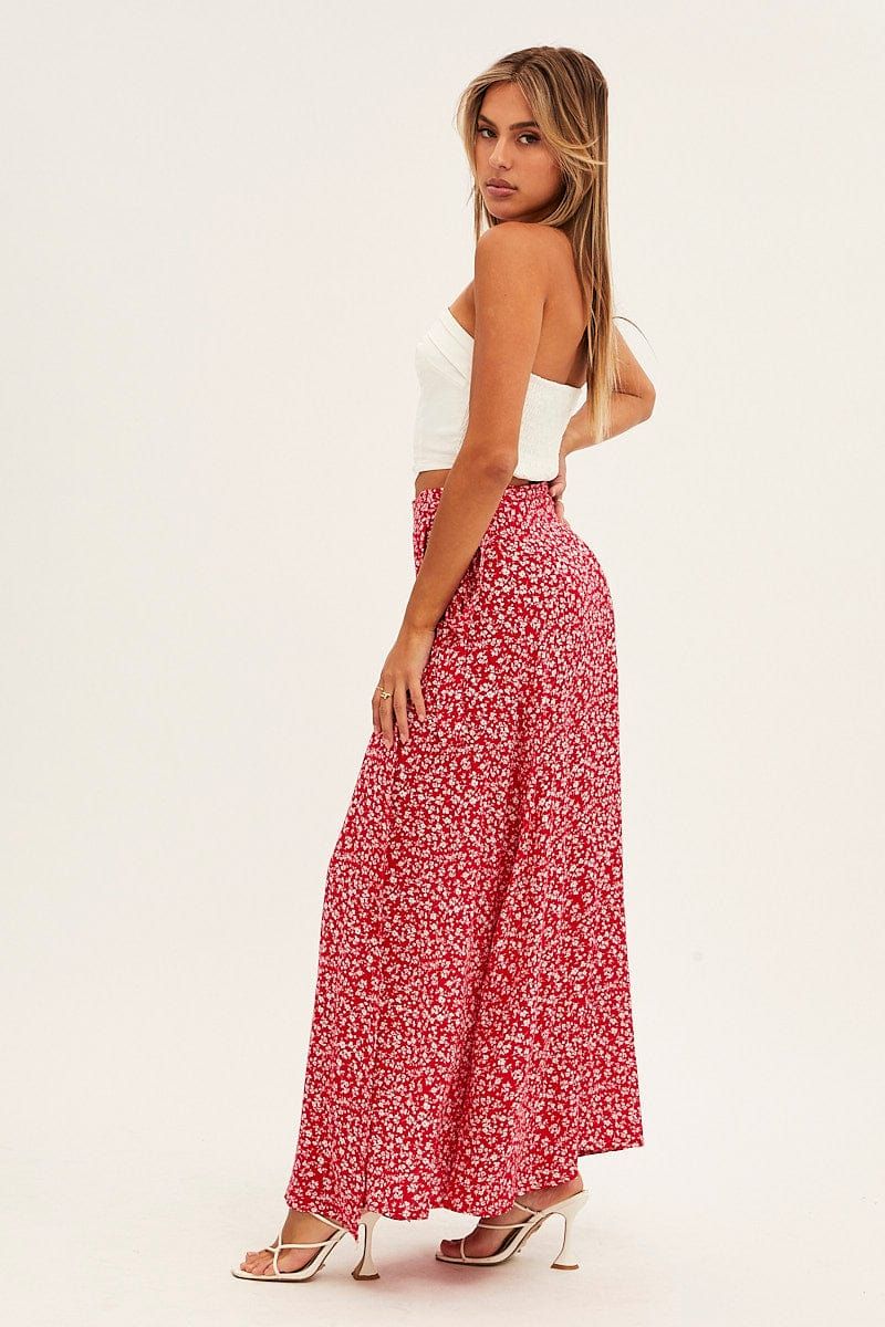 Red Floral Wrap Skirt Maxi High Rise sold by Ally Fashion product image thumbnail 4