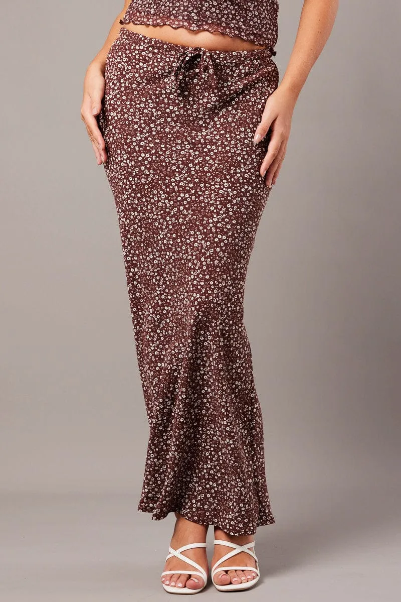 Brown Ditsy Slip Skirt Maxi sold by Ally Fashion product image thumbnail 3