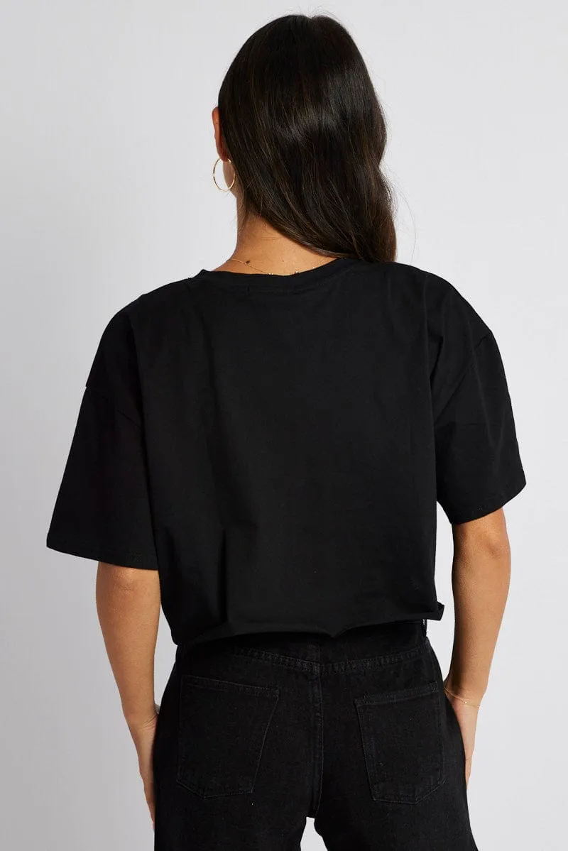 Black Graphic Tee Crop Melrose Slogan t-shirt sold by Ally Fashion product image thumbnail 5