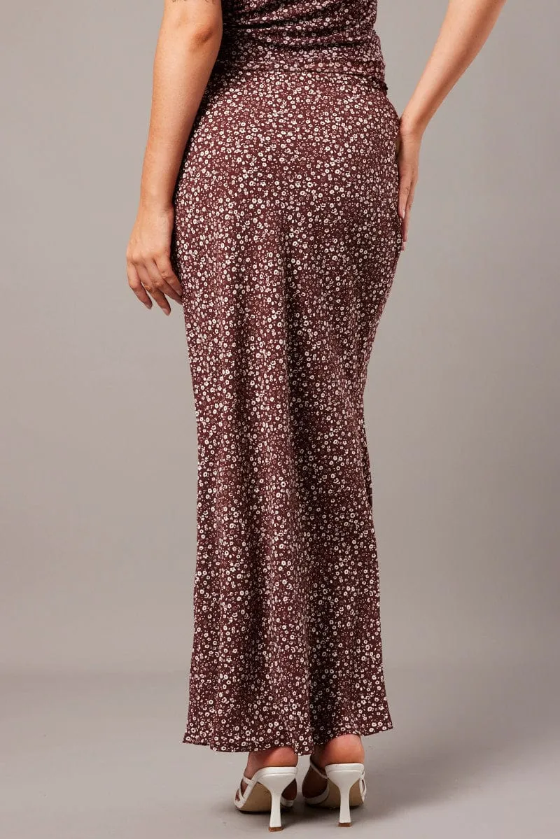 Brown Ditsy Slip Skirt Maxi sold by Ally Fashion product image thumbnail 5