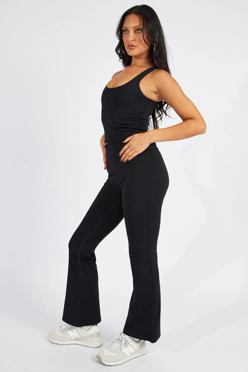 Black Flare Pants High Rise Supersoft Leggings sold by Ally Fashion product image thumbnail 2