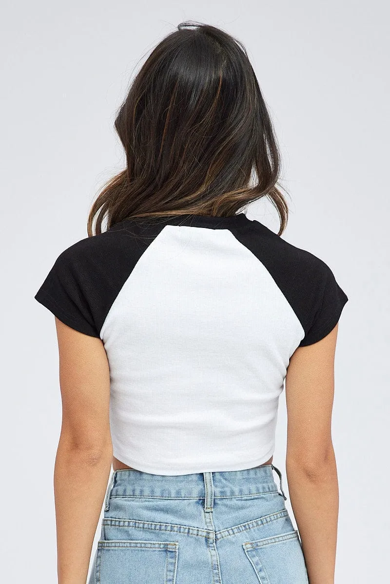 Black Raglan Graphic Tee Short Sleeve sold by Ally Fashion product image thumbnail 5