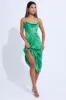 Green Midi Dress Satin Cutout sold by Ally Fashion