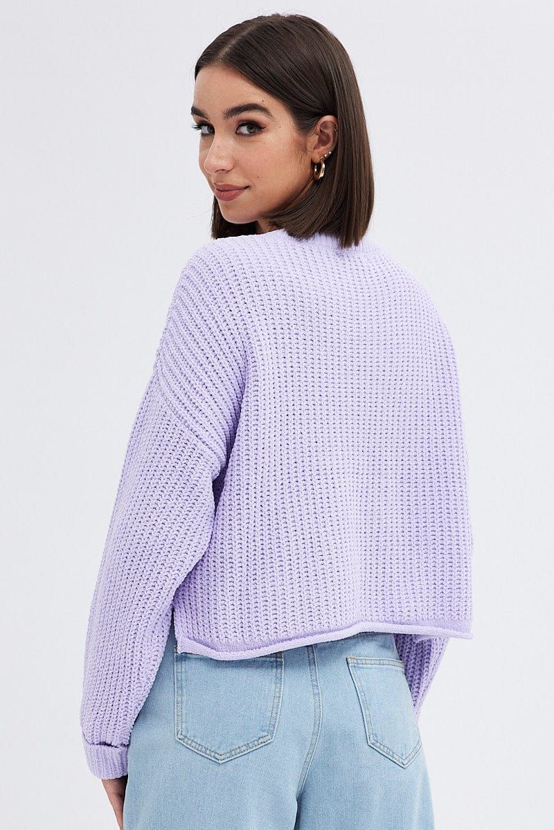 Purple Knit Jumper Round Neck Chenille sold by Ally Fashion product image thumbnail 5