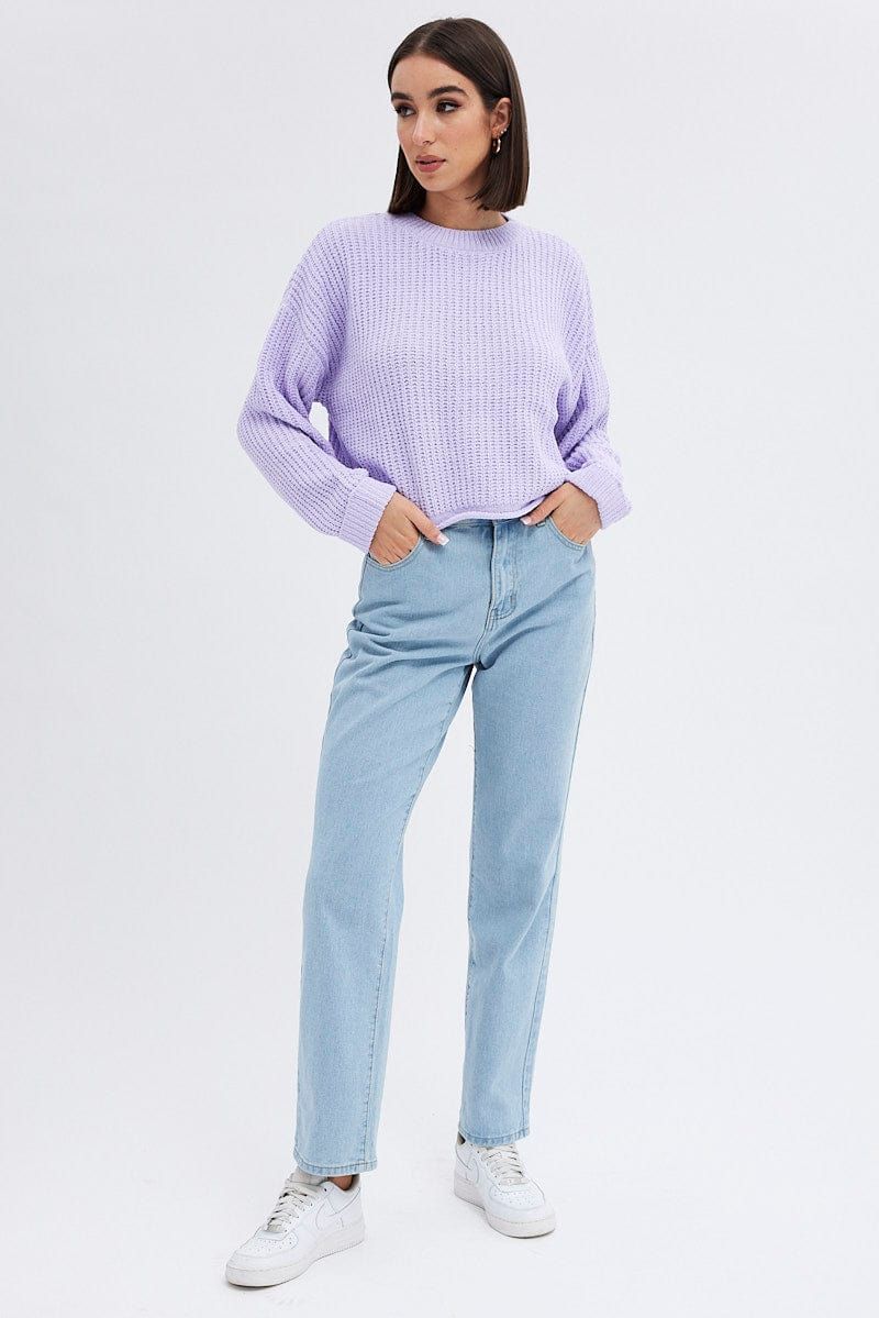Purple Knit Jumper Round Neck Chenille sold by Ally Fashion product image thumbnail 2