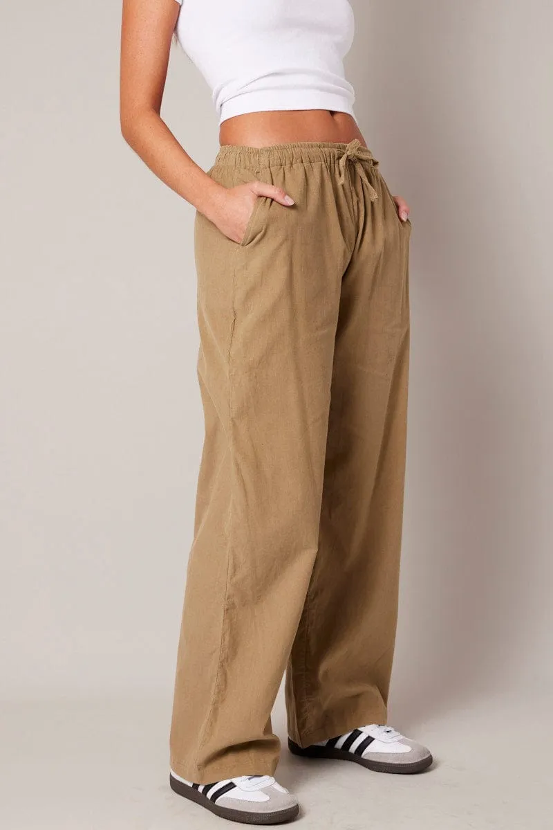 Brown Wide Leg Pants Micro Corduroy sold by Ally Fashion