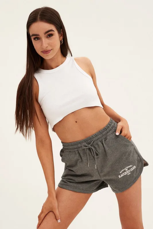 Grey Track Shorts Tennis Racquet Club Embroidery sold by Ally Fashion