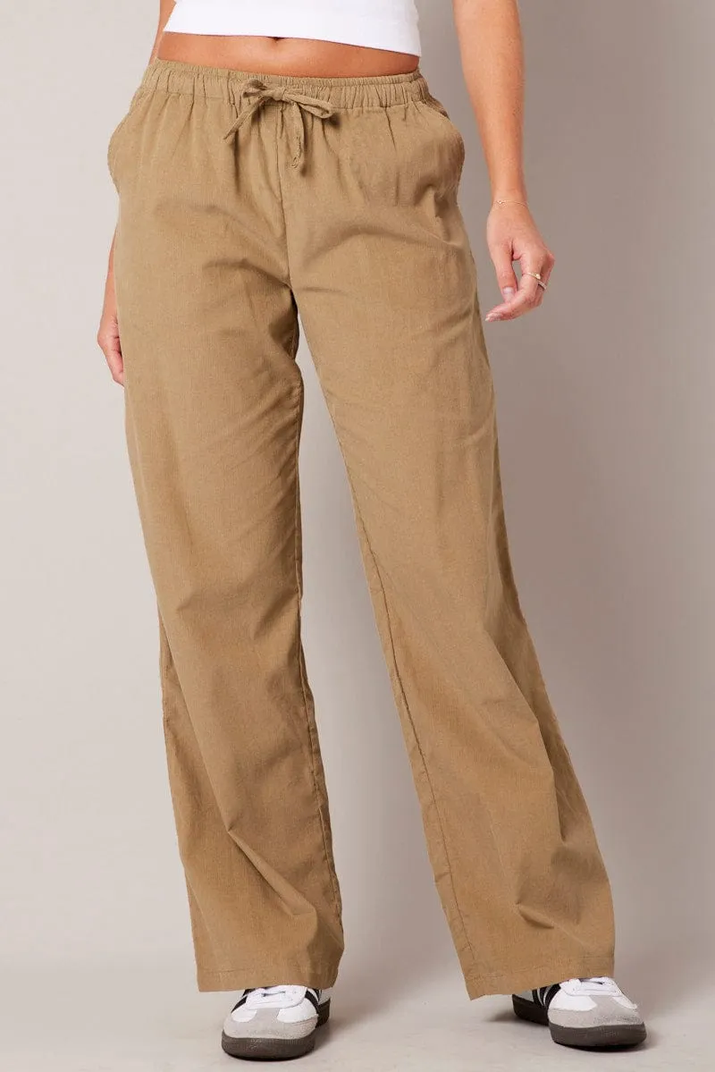 Brown Wide Leg Pants Micro Corduroy sold by Ally Fashion product image thumbnail 3