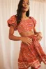 Red Boho Crop Top Short Sleeve Off Shoulder Full Volume sold by Ally Fashion