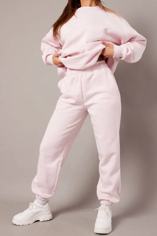 Pink Track Pants High Rise sold by Ally Fashion