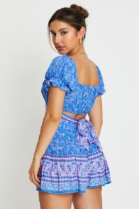 Boho Print Wrap Top Crop Tie Up sold by Ally Fashion