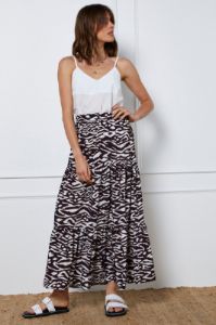 Print Tiered Maxi Skirt sold by Ally Fashion