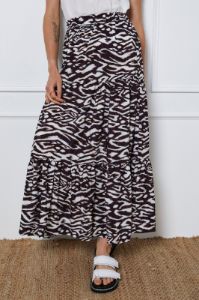 Print Tiered Maxi Skirt sold by Ally Fashion
