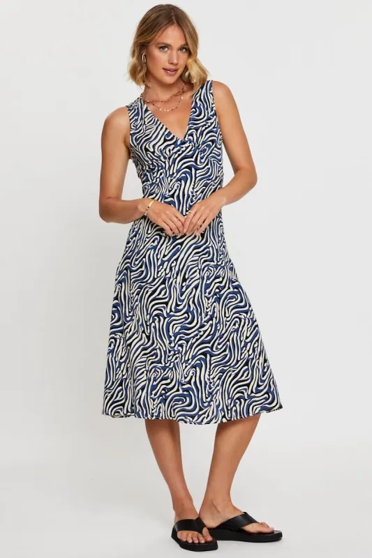 Print Midi Dress V Neck sold by Ally Fashion