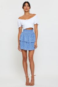 Print Elastic Waist Floral Skater Skirt sold by Ally Fashion