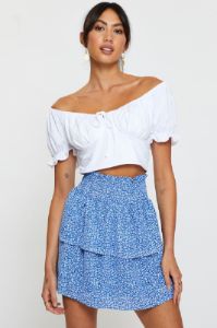 Print Elastic Waist Floral Skater Skirt sold by Ally Fashion