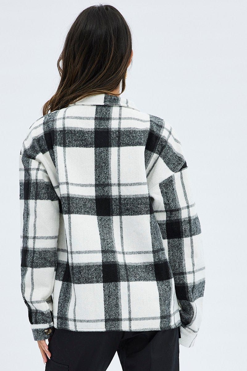 Black Check Shirt Shacket Collared Long Sleeve Checked Print sold by Ally Fashion product image thumbnail 5