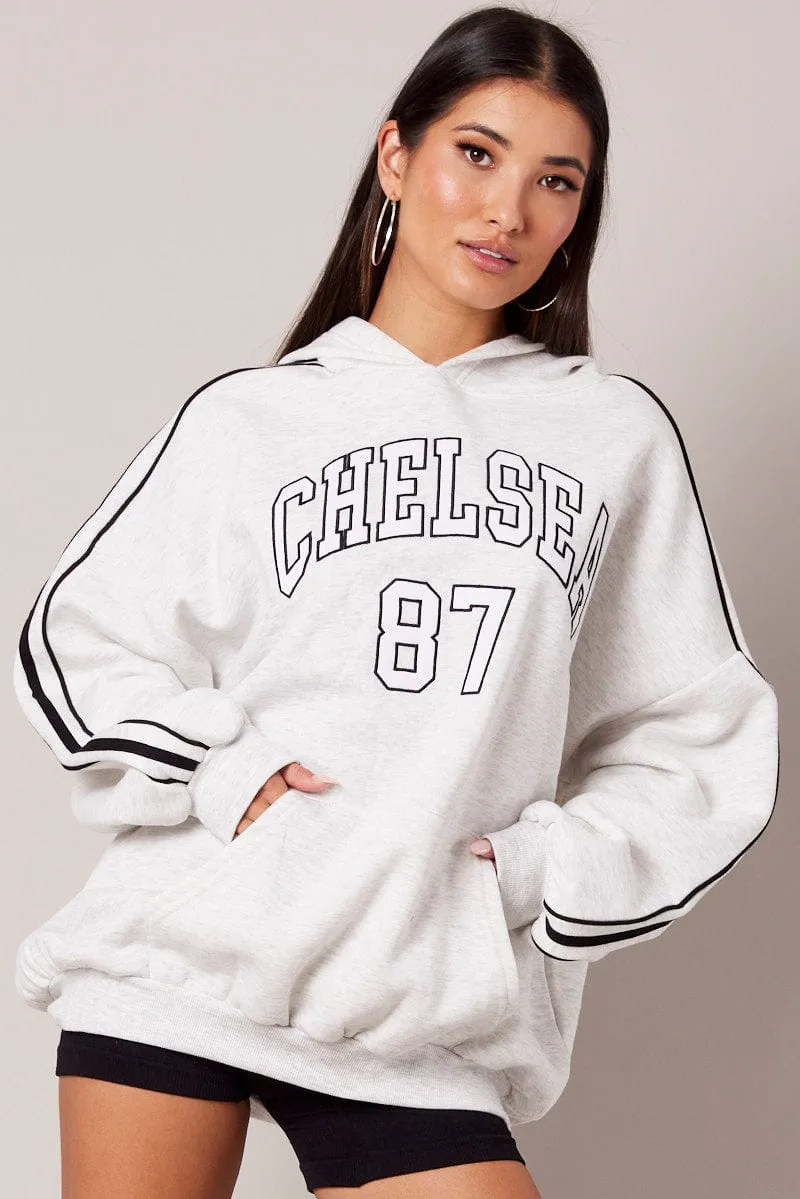 Grey Hoodie Sweater Long Sleeve Graphic sold by Ally Fashion