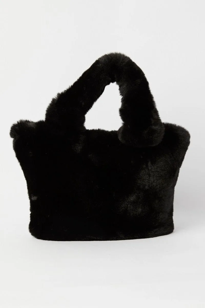 Black Faux Fur Tote Bag sold by Ally Fashion