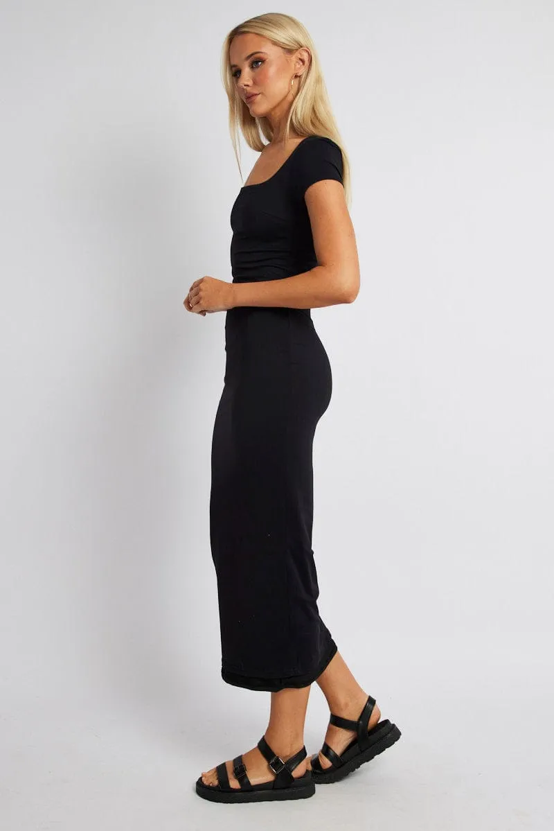 Black Bodycon Dress Short Sleeve Maxi sold by Ally Fashion product image thumbnail 4