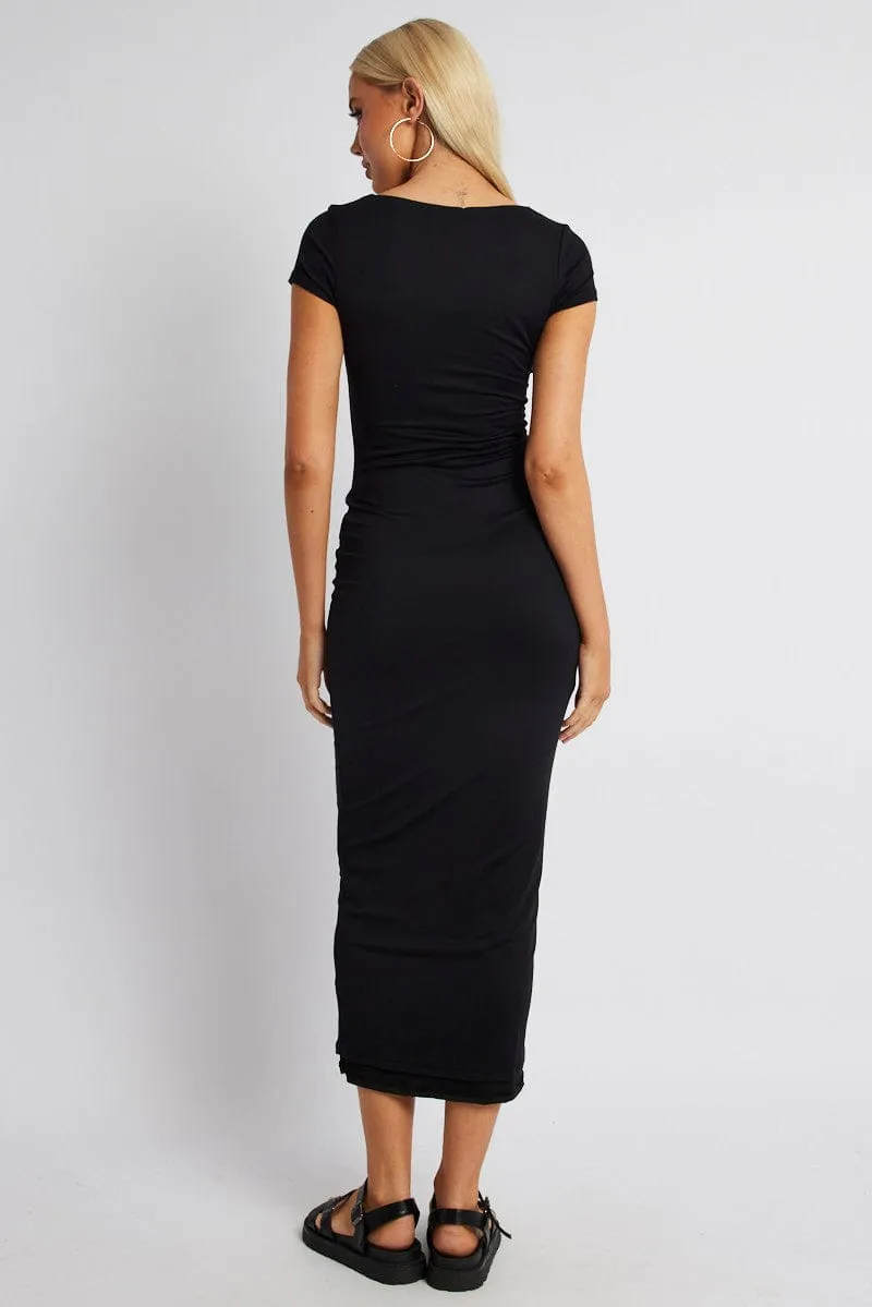 Black Bodycon Dress Short Sleeve Maxi sold by Ally Fashion product image thumbnail 5