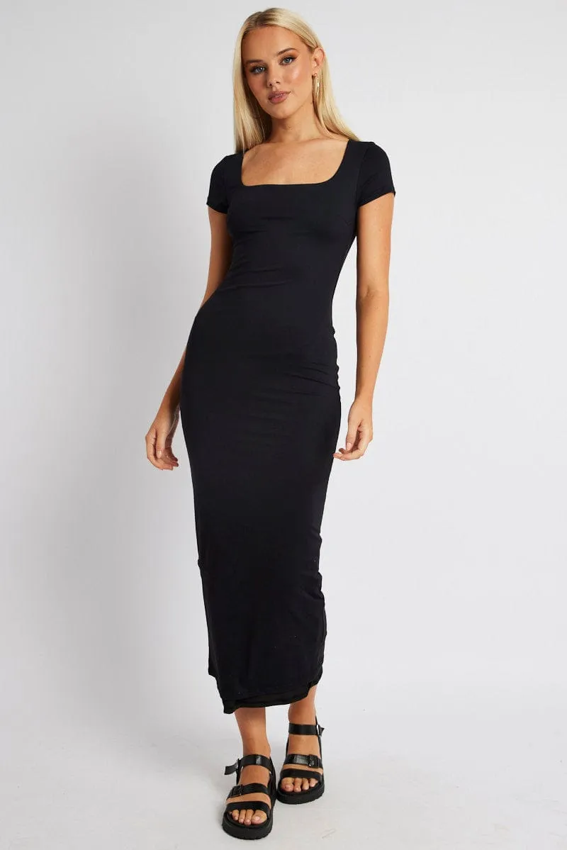Black Bodycon Dress Short Sleeve Maxi sold by Ally Fashion product image thumbnail 2