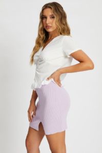 White Ruched Ruffle Hem Crop Top sold by Ally Fashion