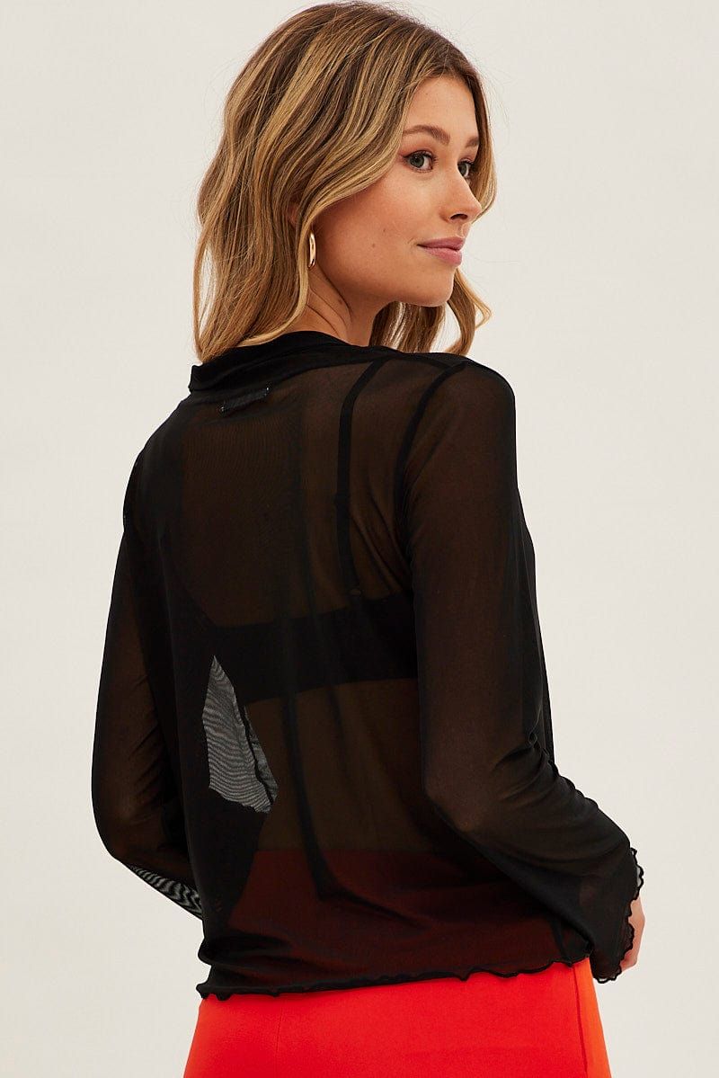Black Mesh Cardigan Long Sleeve sold by Ally Fashion product image thumbnail 5