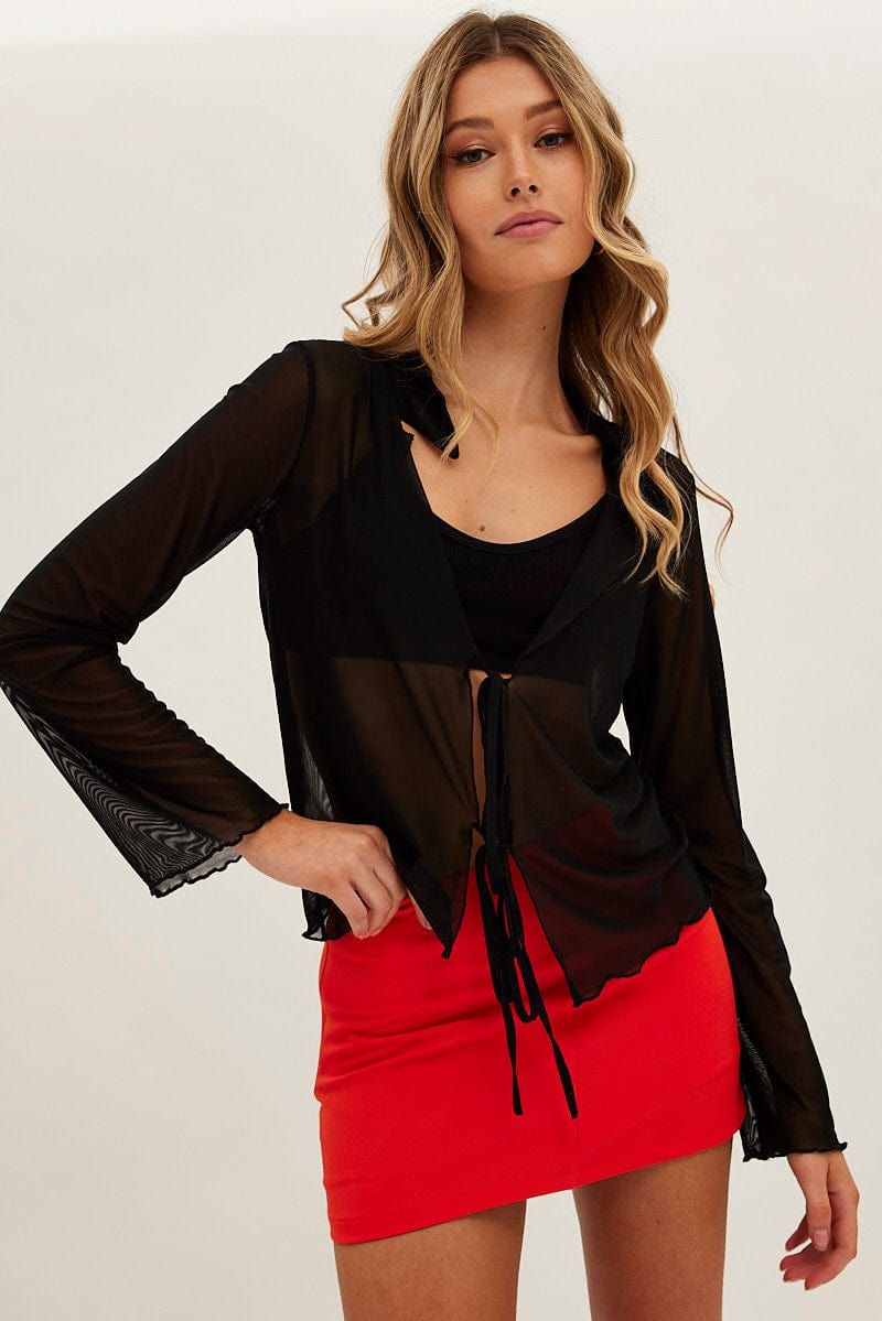 Black Mesh Cardigan Long Sleeve sold by Ally Fashion product image thumbnail 3