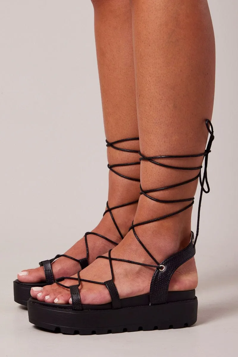 Black Chunky Sole Strappy Sandals sold by Ally Fashion