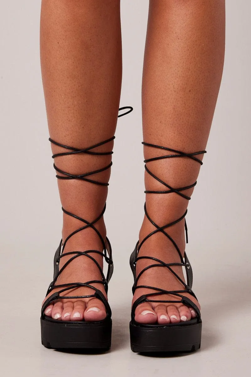 Black Chunky Sole Strappy Sandals sold by Ally Fashion product image thumbnail 2