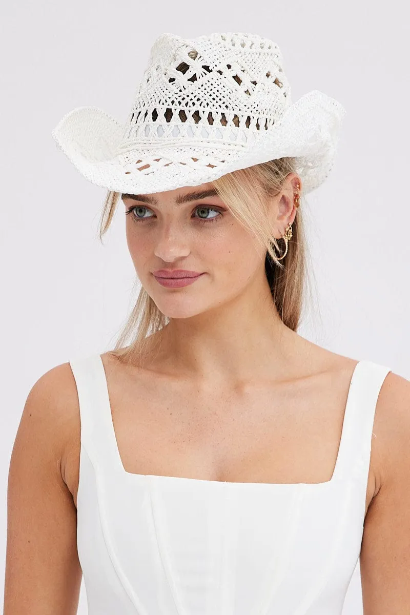 White Straw Cowboy Hat sold by Ally Fashion