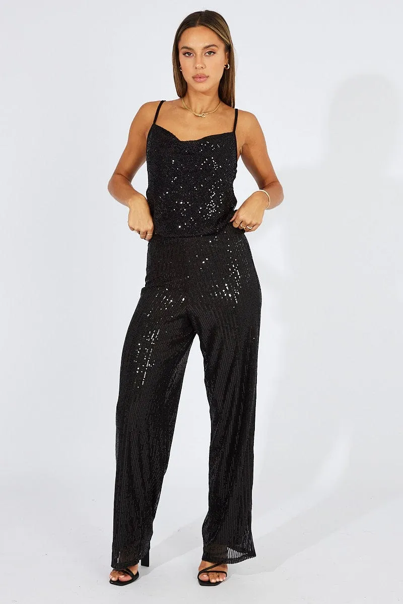 Black Wide Leg Pants High Rise Sequin sold by Ally Fashion product image thumbnail 2