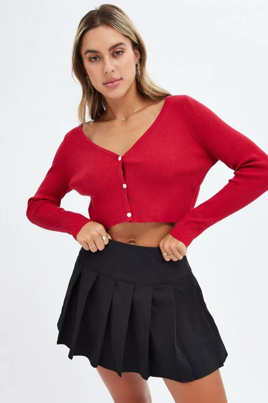 Red Knit Cardigan Long sleeve sold by Ally Fashion