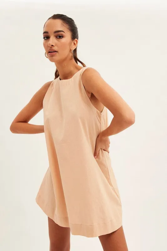 Beige Swing Dress Sleeveless sold by Ally Fashion
